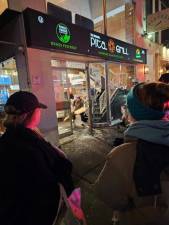 A picture reportedly depicting chaos at Pita Grill, a kosher establishment on the UES. The grill was robbed on November 26, with social media commentators online quickly spreading unproven rumors that pro-Palestinian protestors had targeted it due to its Jewish ownership.