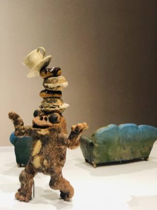 Funk artist David Gilhooly, “Bread Frog as a Coffee Break,” 1981-82. Museum of Arts and Design, New York; gift of Rebecca Cooper Waldman, through the American Craft Council, 1986. Photo: Val Castronovo