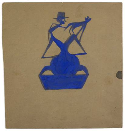 Bill Traylor&#x2019;s &#x201c;Man and Cat on Organic Form,&#x201d; Poster paint and graphite on cardboard, c.1939-42. From California&#x2019;s Just Folk. Photo courtesy Outsider Art Fair.