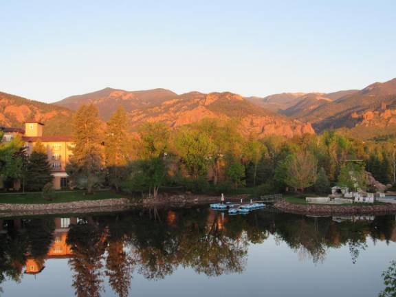 As an early dawn breaks through the window in our room at The Broadmoor in Colorado Springs, the tranquility of the moment gives pause to reflect how different this resort is from our New York City lives. Photo: Ralph Spielman