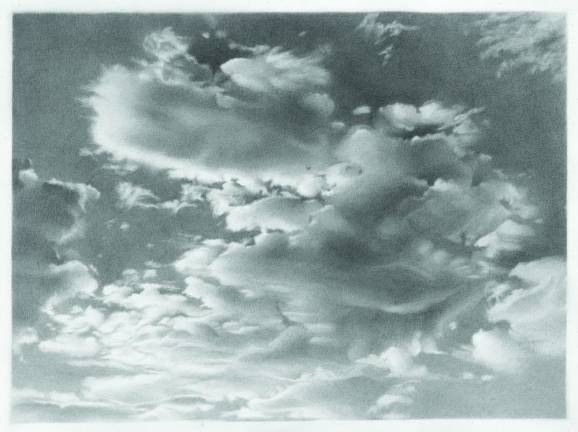 Vija Celmins, Clouds, 1968, Graphite on paper, 13 3/4 × 18 1/2 in. Collection of Eba and Jerry Sohn