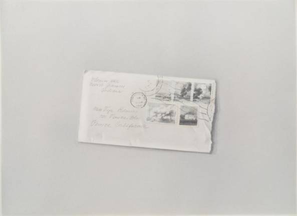 Vija Celmins, Letter, 1968, Collage and graphite on acrylic ground on paper, 13 1/4 × 18 1/8 in. © Vija Celmins, courtesy the artist and Matthew Marks Gallery