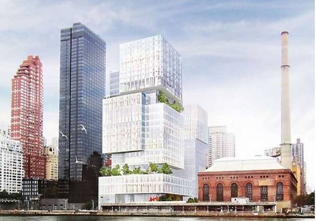 A rendering of the proposed 1 million square foot Memorial Sloan Kettering Hospital/CUNY Hunter College facility on East 74th Street.