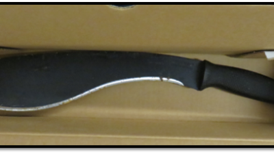 The machete-style knife, which has a blade more than a foot long, that Trevor Bickford used to carry out his attack in Times Square against three cops on New Year’s Eve in December 2022. He intended a jihadist attack on officers. Photo credit: Southern District of New York.