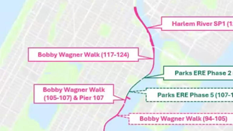 A planned restoration of the Bobby Walker Walk—a stretch of the East River Esplanade between E. 90th Street and E. 124th Street—has been truncated due to funding issues.