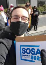 Chris Sosa during petitioning last week. Photo courtesy of Sosa’s campaign