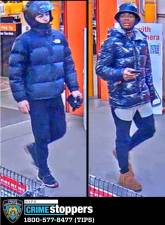 This image shows two of the individuals believed to be stealing AirPods from people’s ears in Manhattan. Photo: NYPD.