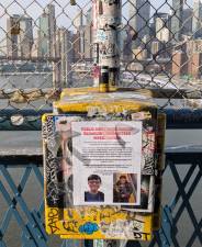 Flyer for missing teen Thomas Medlin on the Manhattan Bridge.