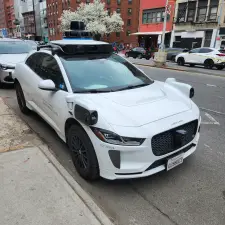 A Waymo car is seen on Bowery near Prince Street in Manhattan on April 4, 2026.