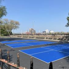 Three new pickleball courts have been established in the recreational play area at Carl Schurz park. A fourth court was vetoed by the Parks Department. Photo: Jack Ahern