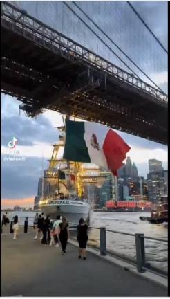 Social media in Brooklyn Bridge Park captured the Mexican Navy Tall Ship drifting backward and colliding with the underside of the Brooklyn Bridge shortly before 8:30pm on May 17. Two on board were killed.