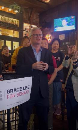 Lee is heavily favored to become the successor to retiring State Senator Brian Kavanagh (center) in November.