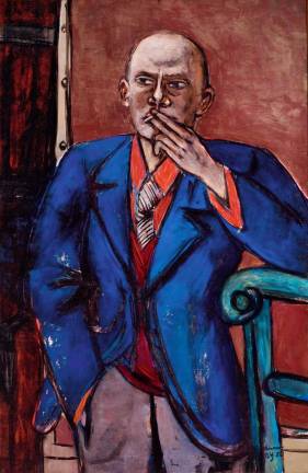 Max Beckmann (German, Leipzig 1884&#x2013;1950 New York). &#x201c;Self-Portrait in Blue Jacket,&#x201d; 1950. Oil on canvas. 55 1/8 &#xd7; 36 in. Framed: 66 15/16 in. &#xd7; 48 in. &#xd7; 3 3/16 in. Saint Louis Art Museum, Bequest of Morton D. May. &#xa9; 2016 Artists Rights Society (ARS), New York / VG Bild-Kunst, Bonn