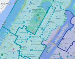 A proposed map of newly drawn City Council districts was released on July 15. Map screenshot from the NYC Districting Commission