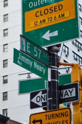 The intersection of East 57th Street and First Avenue is now “Jimmy Neary Way.” Photo: Abigail Gruskin