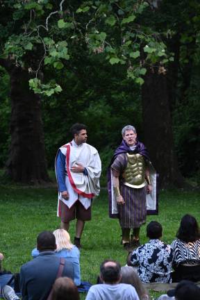 Julius Caesar (Clay Storseth) and Mark Antony (Paul Deo JR.) in The Tradgedy of Julius Caesar.