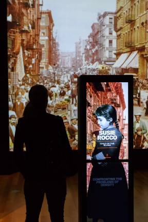 An interactive map at the Museum of the City of New York identifies the challenges faced by New York City slum dwellers, such as 12-year-old Susie Rocco. Photo: Filip Wolak, courtesy of the museum