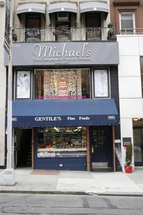 Two classic mom-and-pop businesses at 1041 Madison Avenue are being uprooted after a real estate developer bought the building just north of 79th Street last year. Michael&#x2019;s Consignment, which had occupied the second-floor space since 1954, moved four blocks up the avenue on May 6, and Gentile&#x2019;s Fine Food, which has been on Madison since the 1960s, will lose its ground-floor space when its lease expires next year. Photo: Courtesy of Michael's Consignment