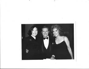 Jerry Herman with Lisa Kirk (right) and the author, when Herman won the Drama Desk Award for La Cage Aux Folles, 1983-84.