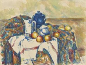 Paul Cézanne. Still Life with Blue Pot. 1900-06. Pencil and watercolor on paper, 18 15/16 × 24 7/8″ (48.1 × 63.2 cm). The J. Paul Getty Museum, Los Angeles