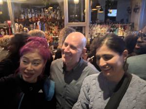Harvey Epstein (center) was all smiles at his victory party for his City Council race on election night at Linen Hall in the East Village. He was officially sworn into the new job on Dec. 4.