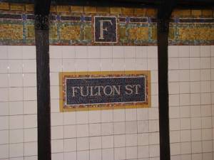 The Fulton St. station was the scene of a horrific attack when a woman who was shoved onto the subway tracks in front of an onrushing #3 train by her boyfriend and had to have parts of both of her legs amputated. Photo: flickr