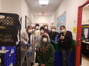 ABC staff ready to distribute food.