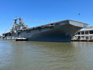 The USS Wasp, the largest ship in this year’s Fleet Week celebration, docked on Pier 88 on West 48th St.on May 24th. Photo: Alessia Girardin