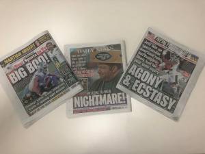 How the city’s two major tabloids covered the locals disastrous week one exploits.