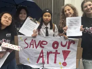 Students from Robert F. Wagner Middle School took to the streets in May, urging that Manhattan Youth be retained as their after school provider.