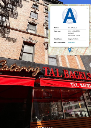 The UWS bagel store no longer belongs to the original Tal Bagels chain, with the founder clarifying that the numerous stores he still oversees—such as one on Lexington Ave. (above)—boast better health ratings.