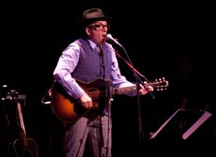 Elvis Costello at Town Hall, NYC, in December 2010, performing on “A Prairie Home Companion.” Photo: Paul VanDerWerf, via Flickr