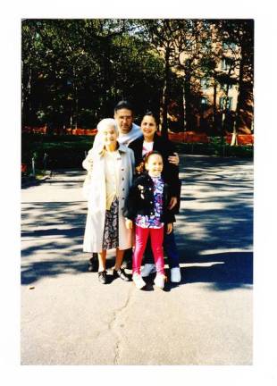 The author, with her parents and Grandma Saro, in Stuyvesant Town in the 1990s