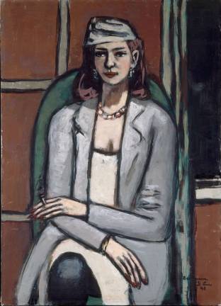 Max Beckmann (German, Leipzig 1884&#x2013;1950 New York). &#x201c;Quappi in Gray,&#x201d; 1948. Oil on canvas. 42 1/2 &#xd7; 31 1/8 in. Frame: 55 &#xd7; 44 in. Private Collection, New York. &#xa9; 2016 Artists Rights Society (ARS), New York / VG Bild-Kunst, Bonn