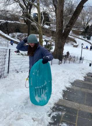 Sledding in Carl Surz Park on the Upper East Side. High School and Middle School kids already had the day off due to a teacher’s conference. And obviously some were ready to hit the hills.