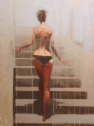 The oil painting “Baby Steps” by Michael Carson, is part of the Soul Searching exhibition of his works that just opened at the Bonner David Gallery. Photo: Bonner David Gallery web site.