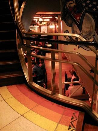 May 2009 photograph by C. Ford Peatross, staircase, former Restaurant Longchamps # 12, Fifth Avenue at 34th Street (Empire State Building), opened 1938. Photo courtesy of C. Ford Peatross