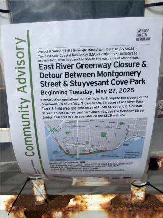 While it has been nearly 13 years since Superstorm Sandy ravaged the Lower East Side, and portions of the East River Greenway have finally been reopened, new sections of the esplanade will be shut down for several years. The latest section closed on May 27.