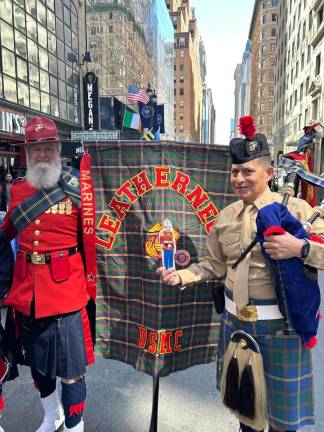 Scottish Marines step off on Tartan Day Parade.