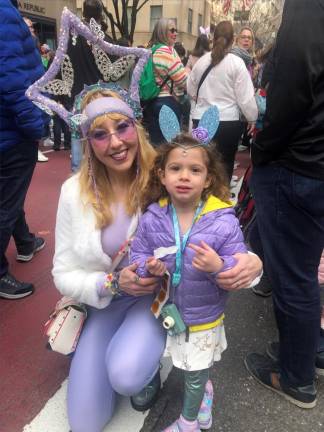 Izzy (left) and her daughter Luna were at their first Easter Parade. Photo: Keith J. Kelly