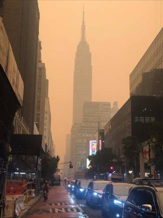<b>Last month’s orange skies over Manhattan have prompted new worries about the indoor air we breathe, City Council member Keith Powers is introducing four new bills pertaining to indoor air.</b> Photo: Keith J. Kelly