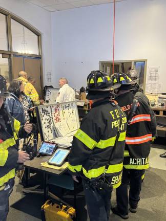 Firefighters in Grand Central Station
