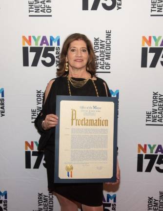 NYAM President Dr. Judith Salerno with Proclamation from Mayor Eric Adams. Photo: Ben Asen Photography Inc.