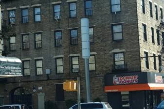 A Link5G tower installed in Brooklyn. Preservationists on the Upper East Side have argued that the 5G towers are needlessly large and visually incompatible with their historic neighborhoods.