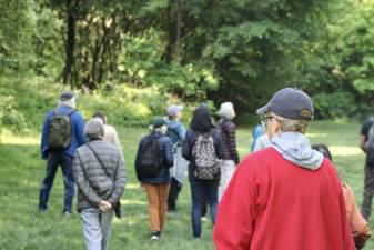 Birdwatchers in Central Park with NYC Audubon’s “Drop In and Bird” walk. Photo: Meryl Phair