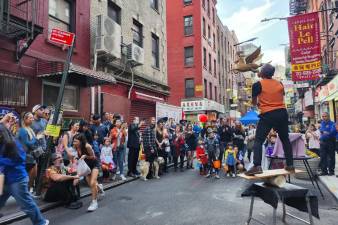 Some trick or treating going on down on Pell Street last year, courtesy of the NYC DOT’s annual Trick-or-Streets road closures. The city is closing over 100 streets across the five boroughs so kids can enjoy Halloween in a car-free zone.