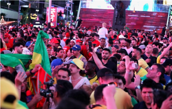 Futbol fans piled into Times Square on Jan. 12 to watch FIFA World Cup games.