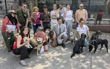 Christopher Marte with some of his constituents, June 5, 2025, after unveiling a new dog park.