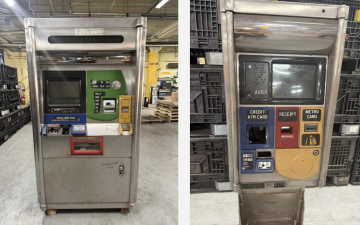 The NYC MTA will auction of a limited number of vintage MetroCard vending machines (left) and express machines (right), with a starting bid of $1500 to take home a blast from the subway’s past.