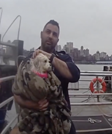 Officer DeSalvo holding Hudson before she was transported to the ACC